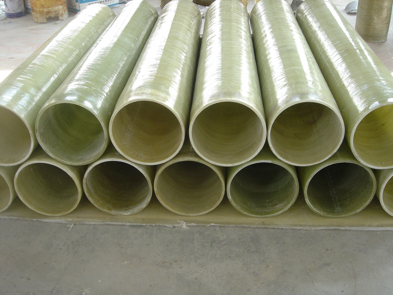 GRP mortar pipe warehouse stack
